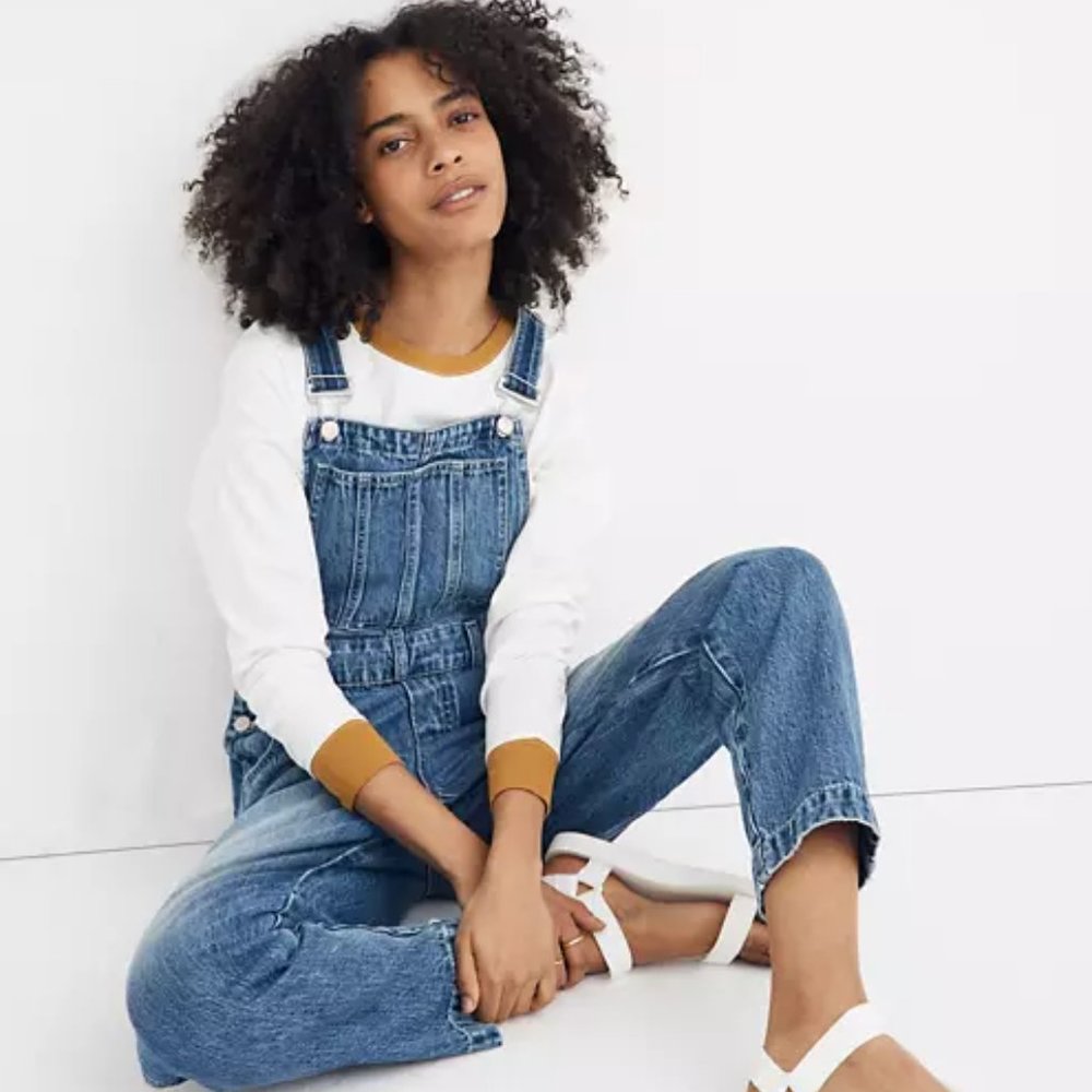 Madewell Straight-Leg Overalls in Hickory Wash